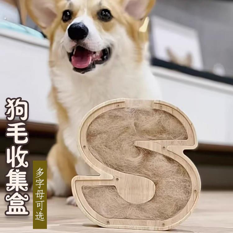 狗毛收纳木质英文字母透明玻璃猫毛收纳器收集盒胎发胡须收藏纪念
