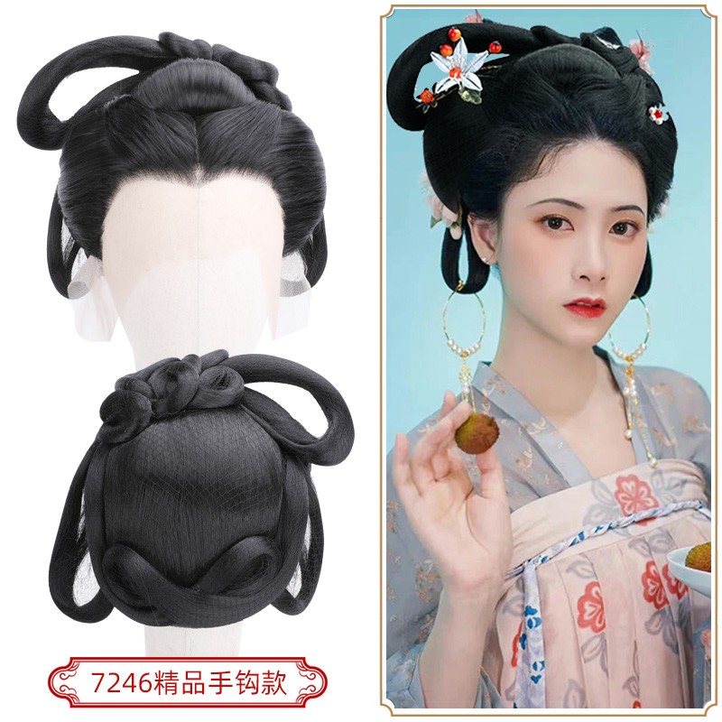 古装汉服假发发髻发包套整顶假发直接佩戴一体式唐风头套宋制舞台