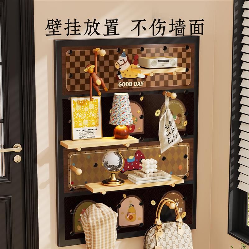 洞洞板入户造型墙隔断墙上挂衣架墙面置物架壁挂展示架子装饰隔板