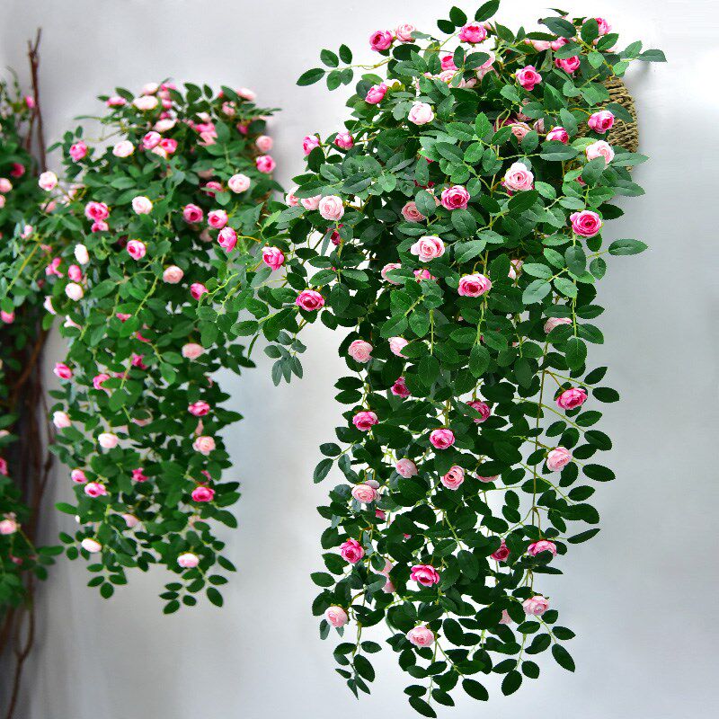 假花仿真花摆设吊兰玫瑰花藤绿植塑料藤条装饰室内垂吊墙壁挂植物