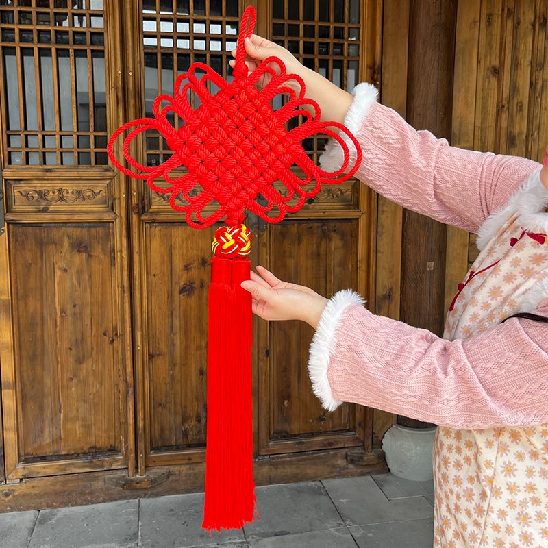 传统双线手工编织中国结挂件 大号玄关中国结挂饰 十字结式中国结