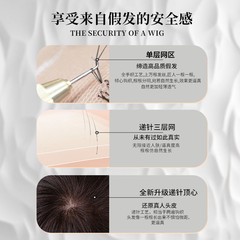 假发全头套女夏天薄款短发全真全真人发自然发套中老年女士妈妈款