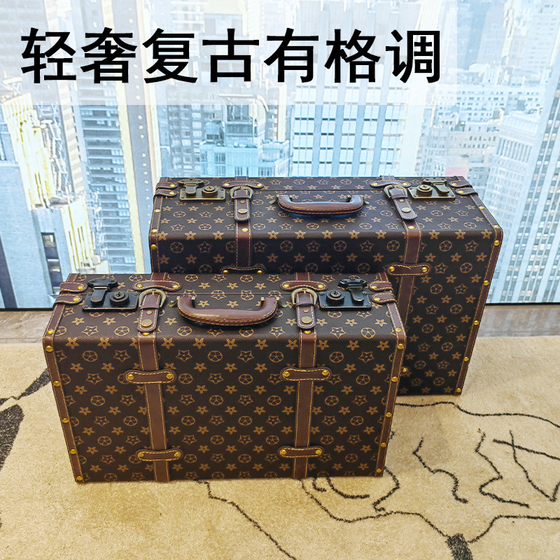 复古手提箱木箱收纳箱储物箱老式皮箱摄影装饰道具陈列潮流旅行箱