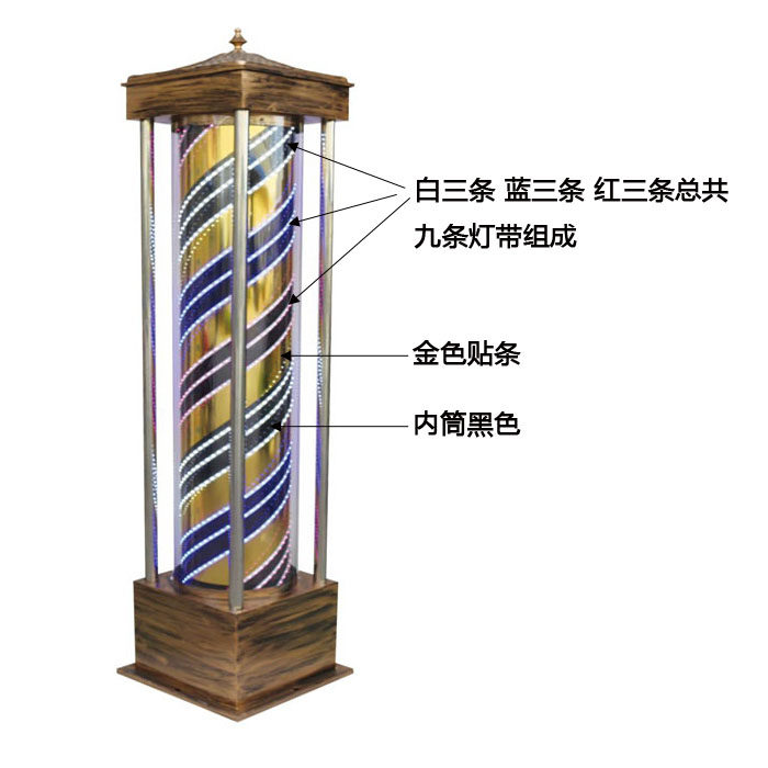美发转灯 led理发店用发廊标志灯户外落地防水超亮不锈钢罗马灯箱