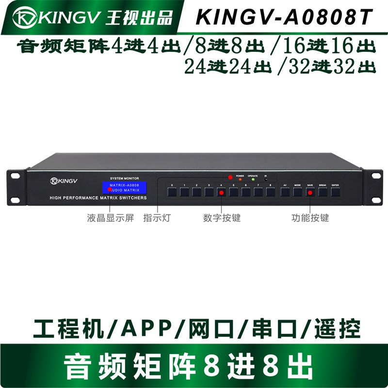 音频矩阵切换器4进4出8进8出16进16出24四八32双声道会议分配器