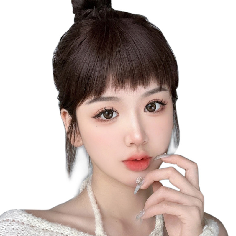 狗啃刘海假发真发假刘海女自然前额假发片日常碎头帘眉上刘海新款