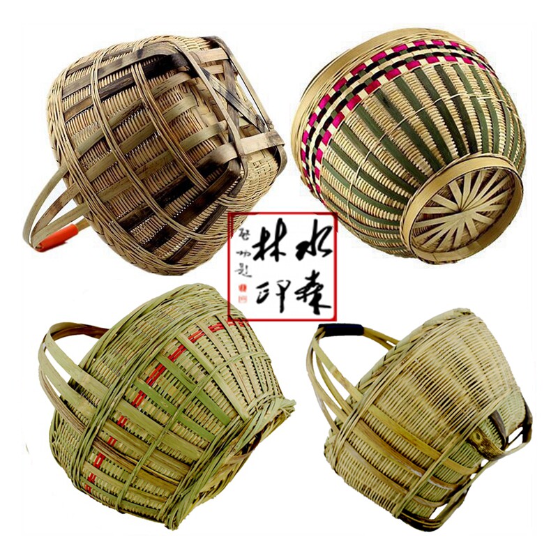 竹编制品收纳筐购物篮提篮果篮竹制品竹篮提蓝提篼跳舞篮子纯手工