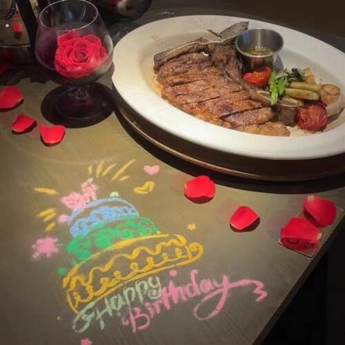 沙画网红拍照道具生日快乐主题饭店宴会餐桌布置撒粉镂空模板定制