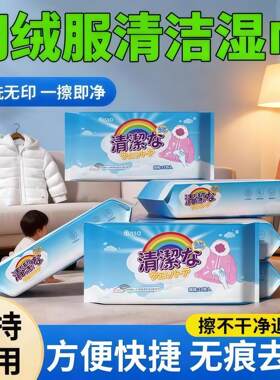 羽绒服清洁湿巾免水洗去污快速清洁衣物清洁湿纸巾家庭通用款