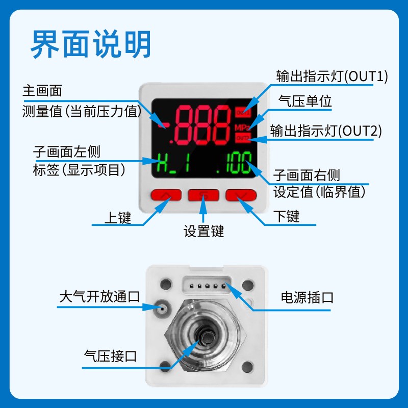 流体数显压力表耐腐蚀IP65防水型气压表RS485液压表数显压力开关