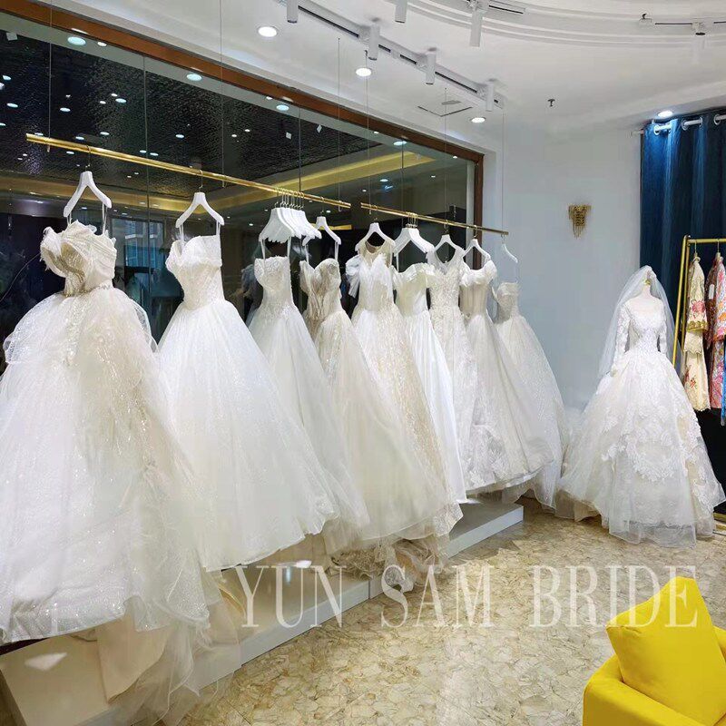 不锈钢拉丝银橱窗展示架女装店钢丝绳吊架婚纱店礼服吊顶悬挂衣架