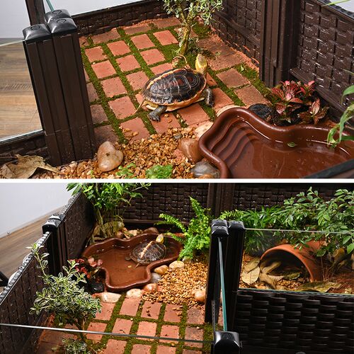 黄缘龟专用饲养箱半水龟生态造景绿植物缸套餐带轮子可移动超大缸