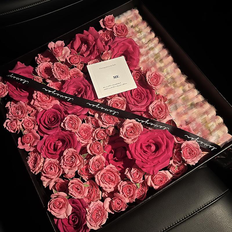 永生花玫瑰惊喜花盒仿真花香皂花束送女友闺蜜高级感圣诞生日礼物