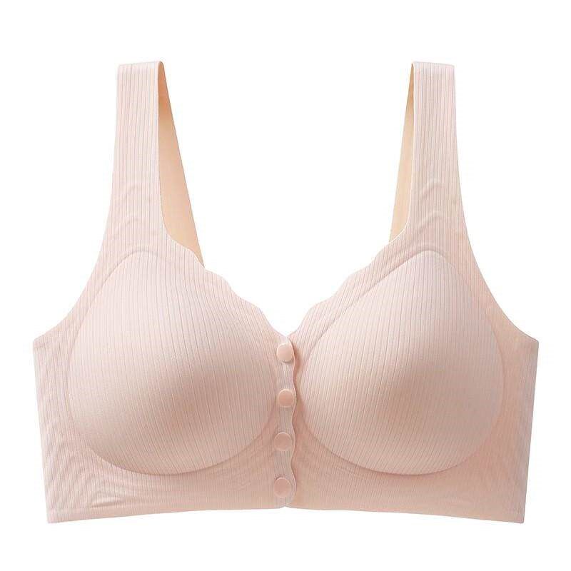 前扣无痕内衣妈妈防下垂聚拢乳胶文胸女无钢圈大码胸罩哺乳背心式