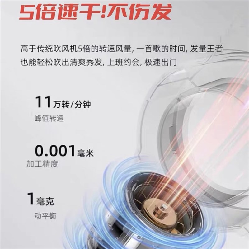 库里狼电吹风机11万转高速无刷负离子理发店发廊发型专用造型二代