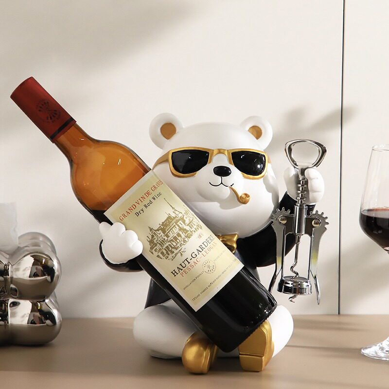 创意暴力熊高档轻奢红酒架摆件酒柜装饰品客厅电视餐边柜家居饰品