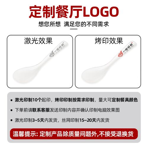 20个装密胺A5耐高温饭店专用彩色长柄勺子商用塑料汤勺仿瓷调羹