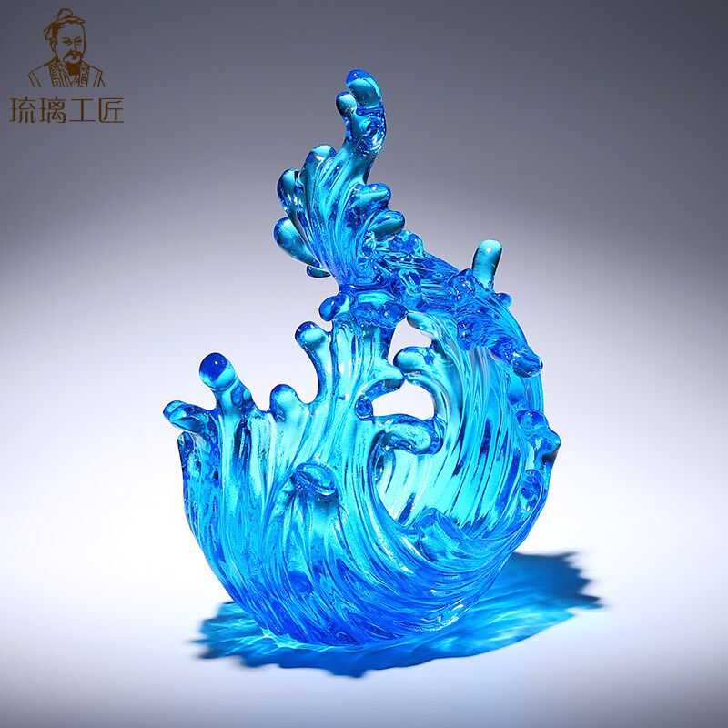 手工琉璃艺术品客厅办公室风生水起摆件玄关轻奢高档乔迁新居礼物