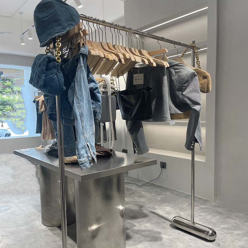 服装店展示架吊架吊顶架悬挂衣服架子不锈钢童女装店陈列货架道具