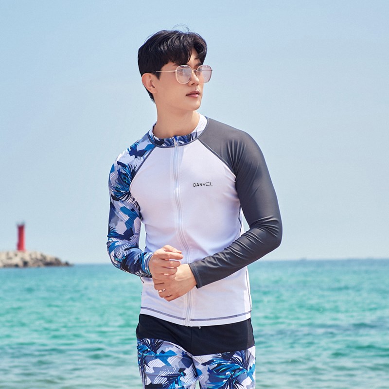 韩国潜水服男大码浮潜水母衣分体防晒长袖长裤速干冲浪游泳衣套装