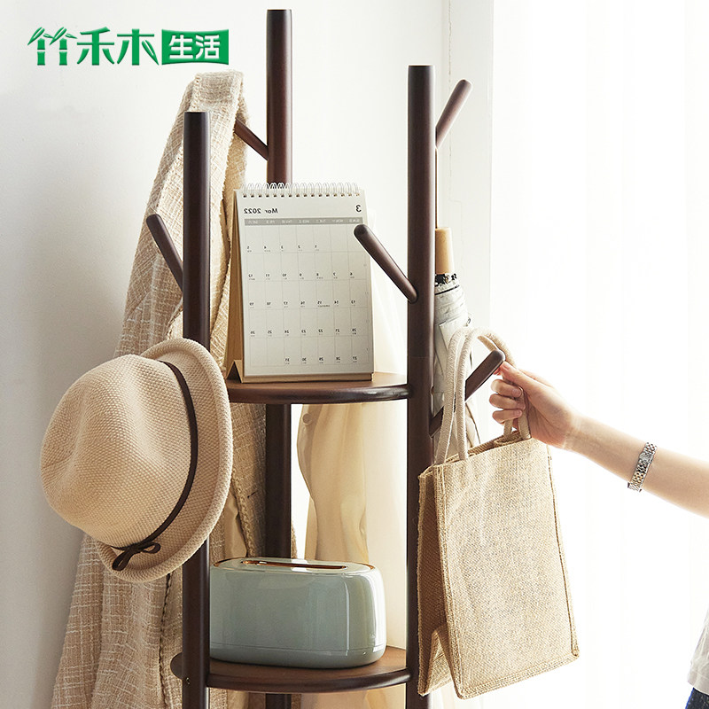 衣帽架楠竹旋转衣架落地卧室家用多功能挂衣架客厅简易立式衣架子