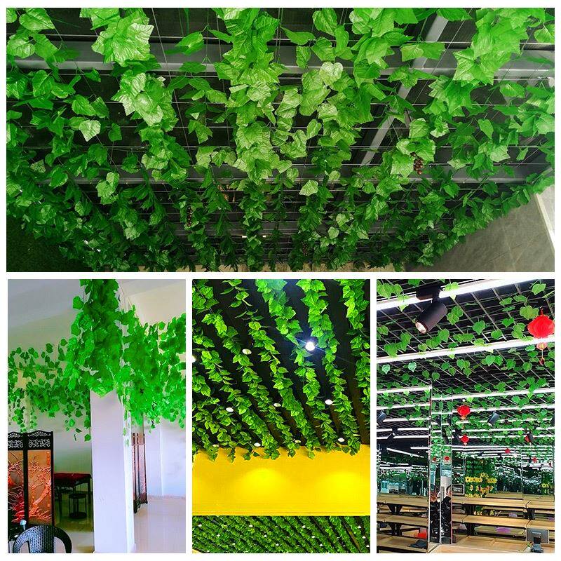 仿真葡萄叶爬山虎植物藤条绿萝藤蔓装饰管道吊顶绿叶管道塑料假花