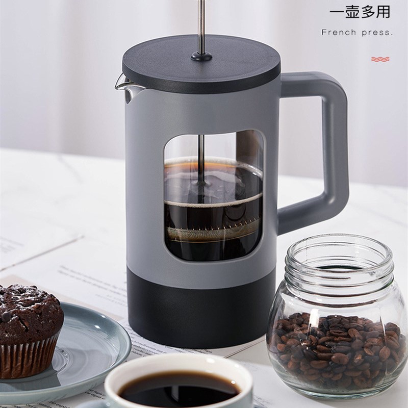 高硼硅玻璃法压壶双层滤网滤压壶打奶泡器手冲咖啡过滤壶滤茶壶