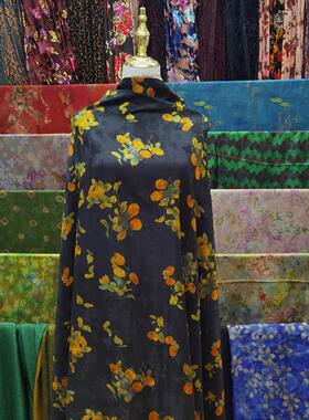 真丝春夏全丝香云纱织物花莳萝提花旗袍裙套装裤上衣服装面料