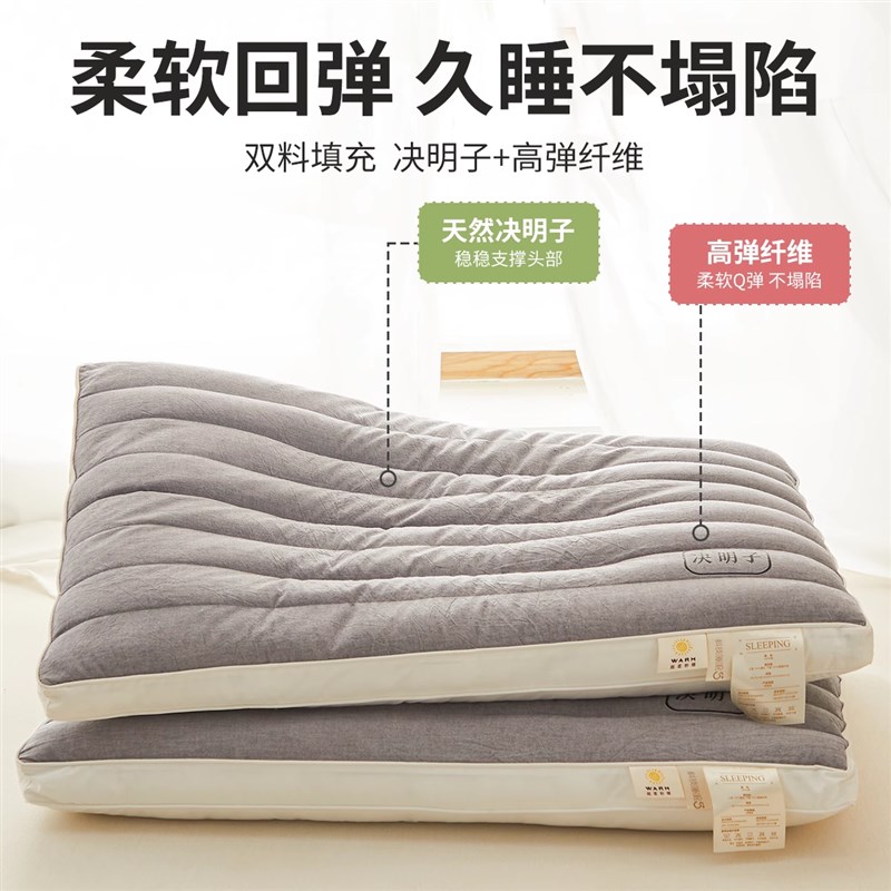 决明子枕头护颈椎助睡眠荞麦颈椎专用枕头芯枕芯家用一对单个装男
