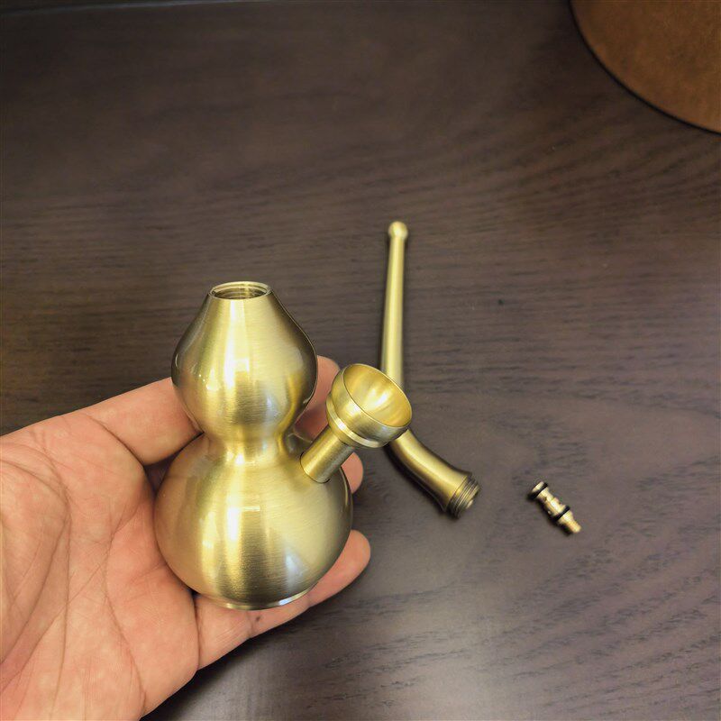 创意黄铜双烟壶一壶四用烟斗纯铜烟锅可拆洗葫芦加厚烟具带过滤芯