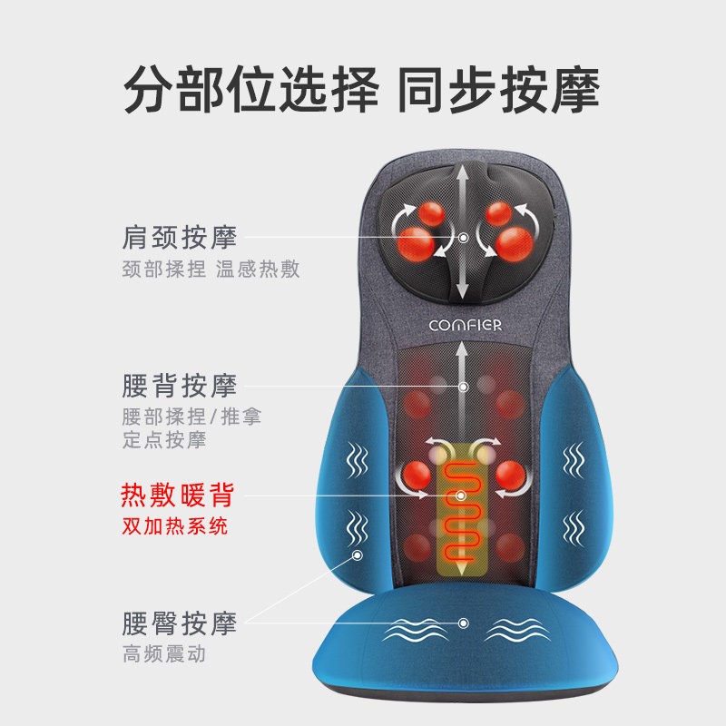 颈椎腰椎按摩垫颈肩背部按摩靠垫车载家用揉捏舒缓按摩器枕椅坐垫