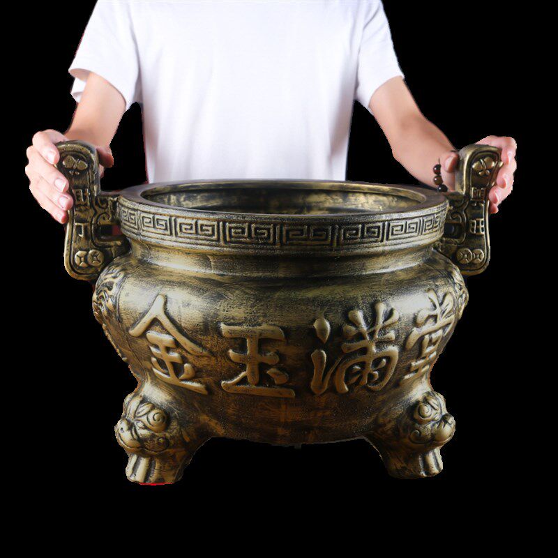 加厚特大号陶瓷香炉佛堂寺庙供奉供佛家用室外招财金玉满堂仿铜色