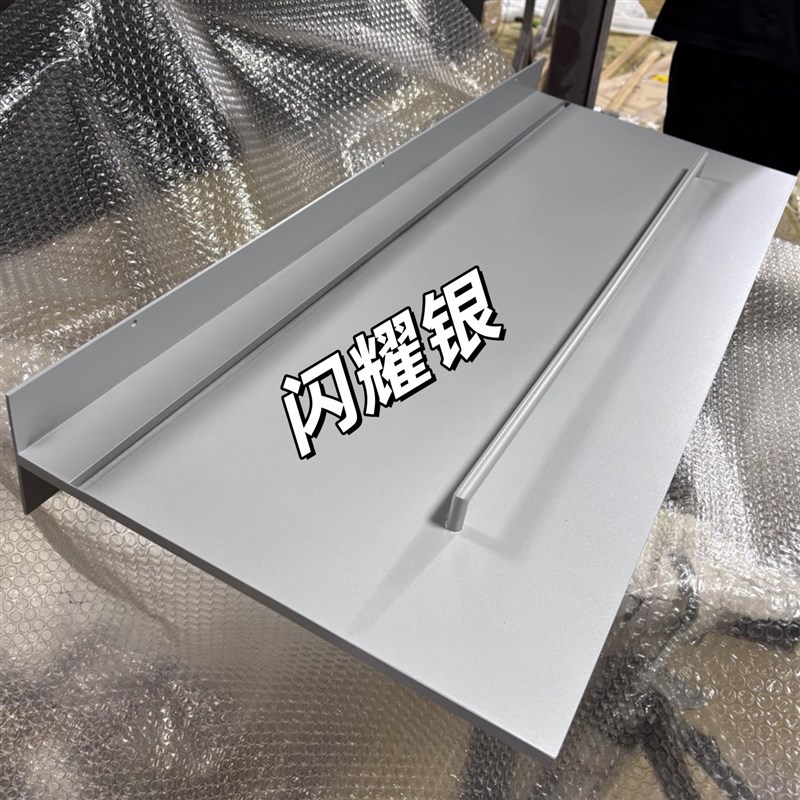 不锈钢层板实心钢板柜嵌入式弧形T型哑黑金属置物架灯带定制发光图片