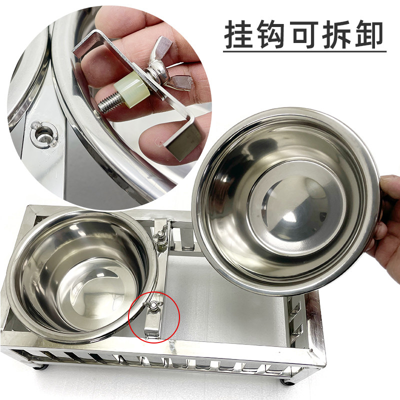 不锈钢狗盆狗碗固定食盆喝水桶防打翻双碗护颈狗用品大型犬带架子