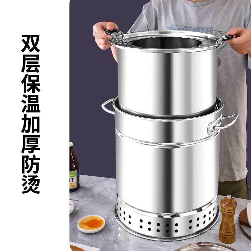 尚烤佳 烧烤炉 户外烧烤架 双层焖烤炉 吊炉 家用无烟木炭烤肉架