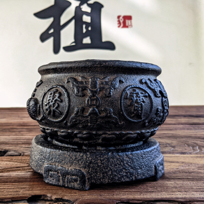 仿古仿石聚宝盆中国风古典无孔水培水仙盆碗莲睡莲铜钱草精品花盆
