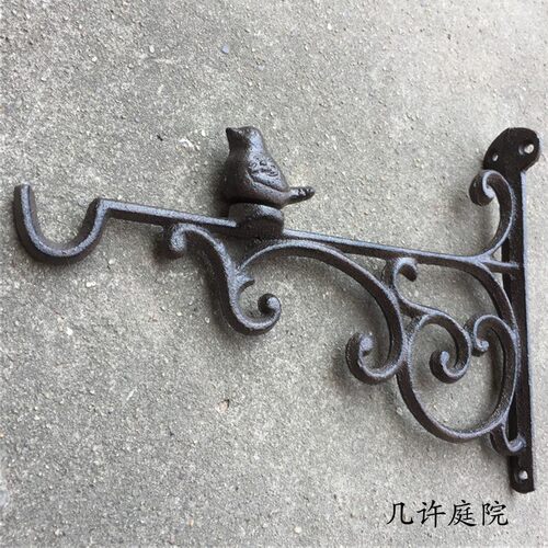 复古铸铁挂钩铁艺小鸟墙钩庭院花园阳台别墅装饰品挂吊篮植物风铃