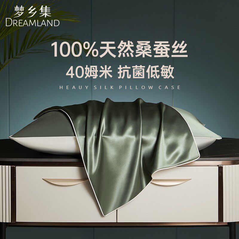 真丝枕套一对装40姆米桑蚕丝丝绸枕套48x74cm枕巾冰丝单个枕头套