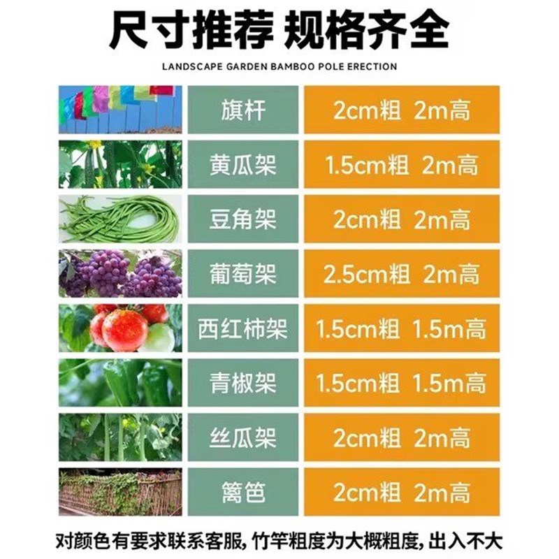 豆角架杆竹竿菜园搭架爬藤架葡萄架小竹子细竹竿篱笆栅栏彩旗杆