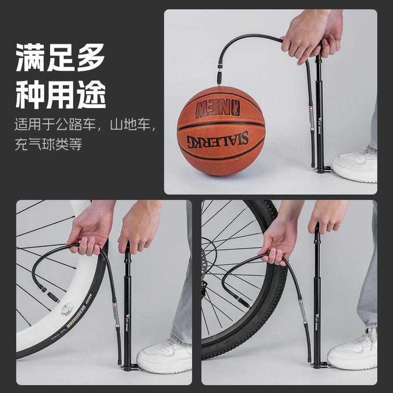 西骑者自行车高压迷你便携式打气筒美法嘴通用公路车带气压表显示