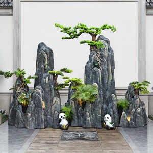 大型仿真假山石头户外造景观布景太湖石中式庭院装饰摆件人造石