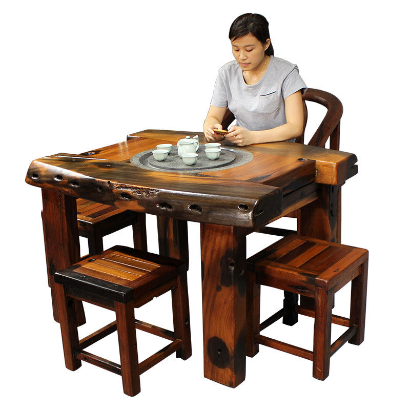 老船木茶桌椅组合客厅阳台功夫小茶几 小户型套装茶道泡茶桌茶台