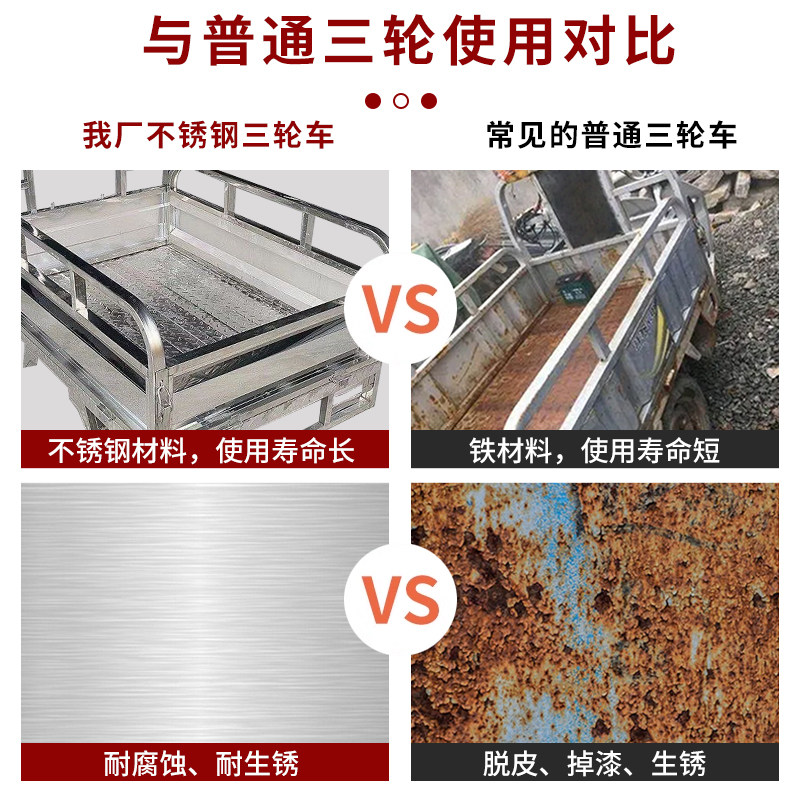 全不锈钢车厢电动三轮车后车斗三轮机车改装裸车架总成全套配件
