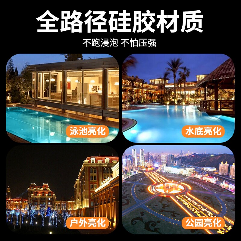 低压防水24v灯带led硅胶户外超亮水下灌胶12v水池泳池外墙软灯条