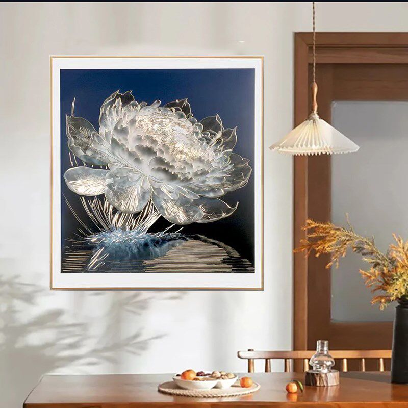 光影睡莲新款手工铜板画铜雕画装饰画客厅铜版画挂画装饰画铜雕画