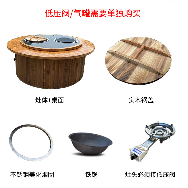 饭店双锅铁锅炖灶台桌地锅鸡专用灶柴火鸡灶台燃气三锅地锅炖灶台