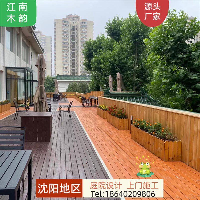 沈阳户外碳化防腐木地板花园庭院栅栏葡萄爬藤廊架子凉亭围栏塑木