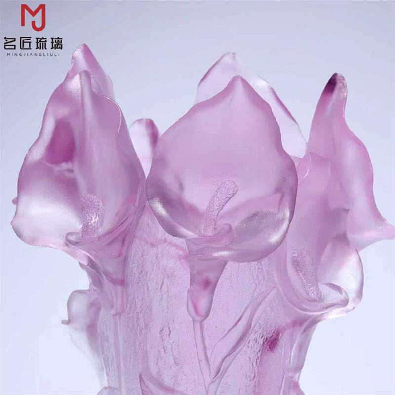 非遗琉璃工艺礼品摆饰马蹄莲花花瓶摆件客厅插花高级感办公室桌面