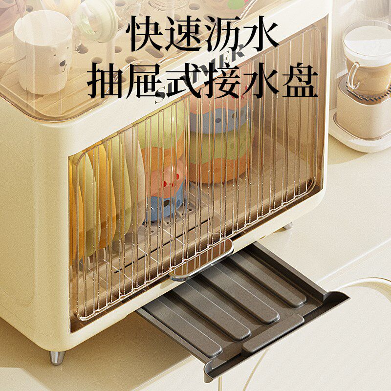 奶瓶收纳盒宝宝专用餐具沥水架子婴儿辅食工具置物箱晾干消毒碗柜