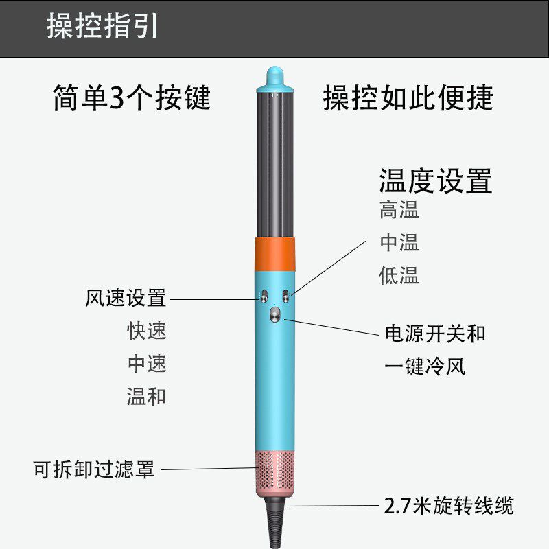 2026美发棒卷发棒吹风机套装卷直直发器负离子两用ht01梳齿造型